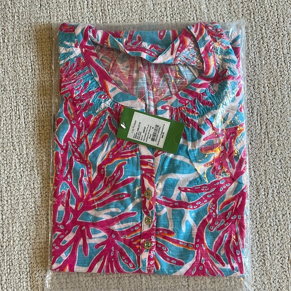 NWT NIP Lilly Pulitzer Heathered Ikat Blue Underwater Escape Dress Size Medium